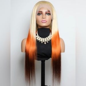 13*4 Lace Front Ombré 180% Density Long Straight Human Hair Wig 22’